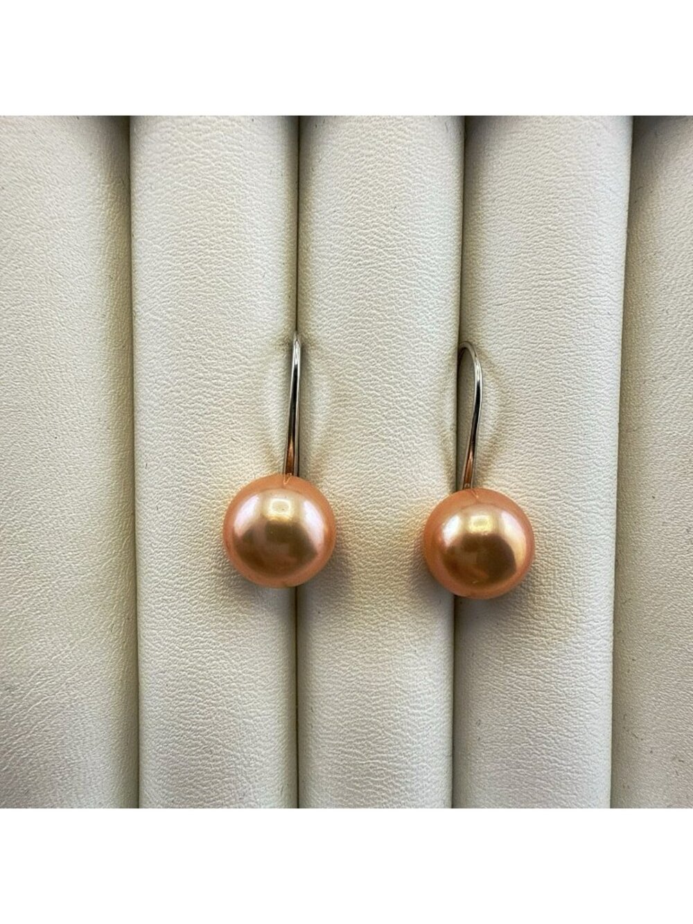 Honora Pearl Earrings Drop Dangle Peach Sterling Silver 925 Modern Wire Hook